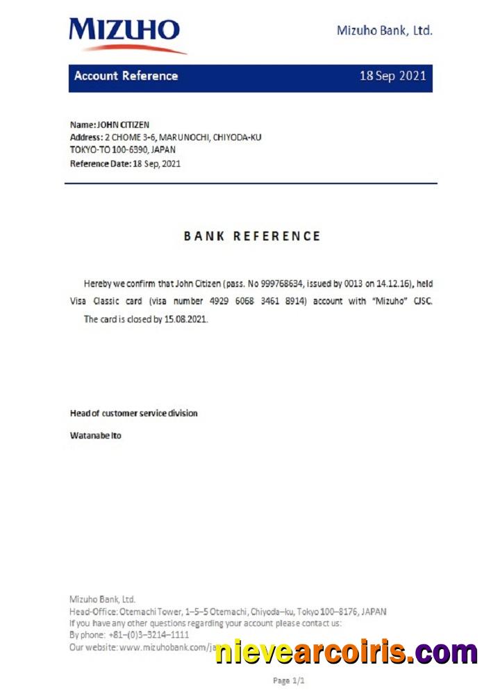 Japan Mizuho closure reference